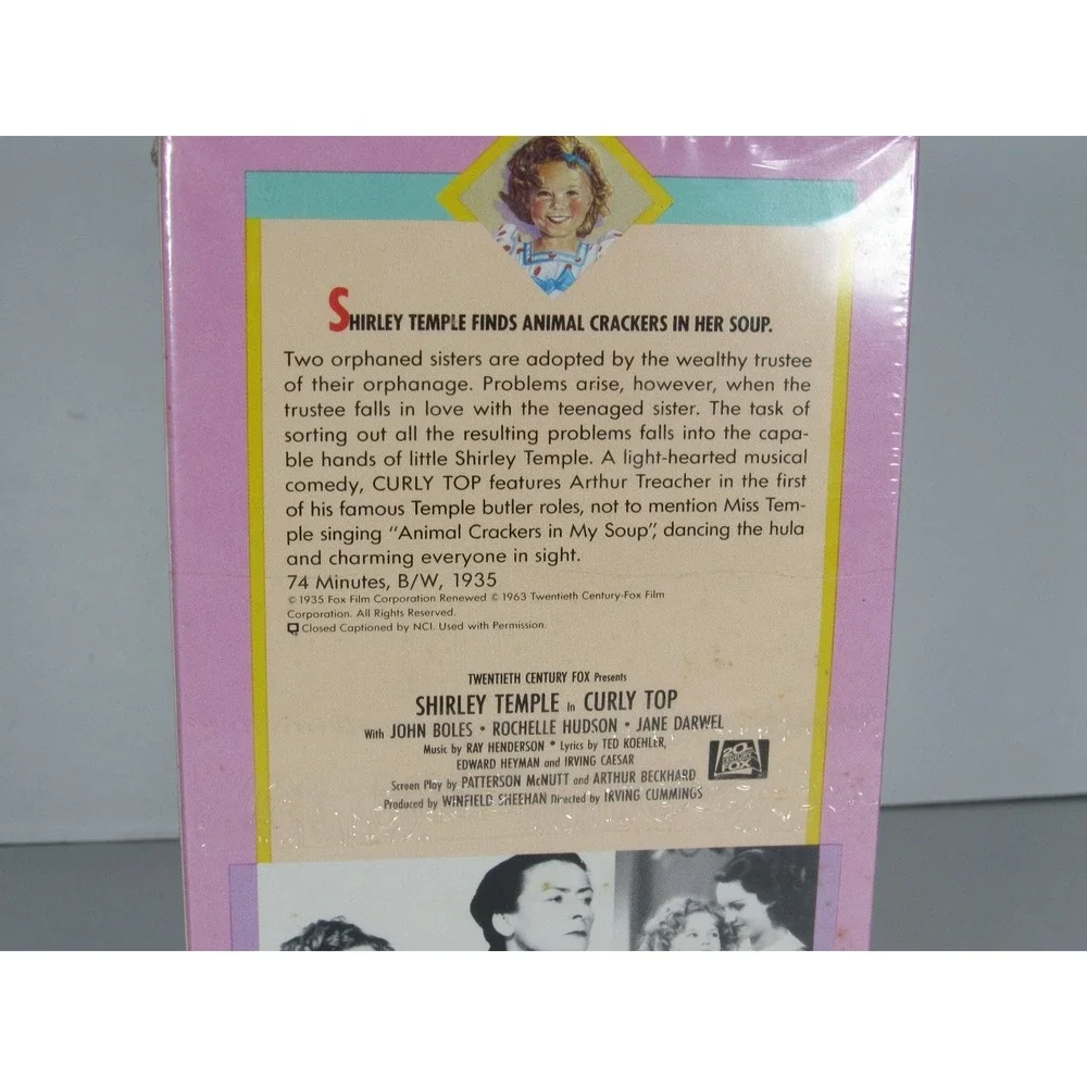 Curly Top VHS 1988 Classic Shirley Temple Musical Comedy Playhouse Video - New